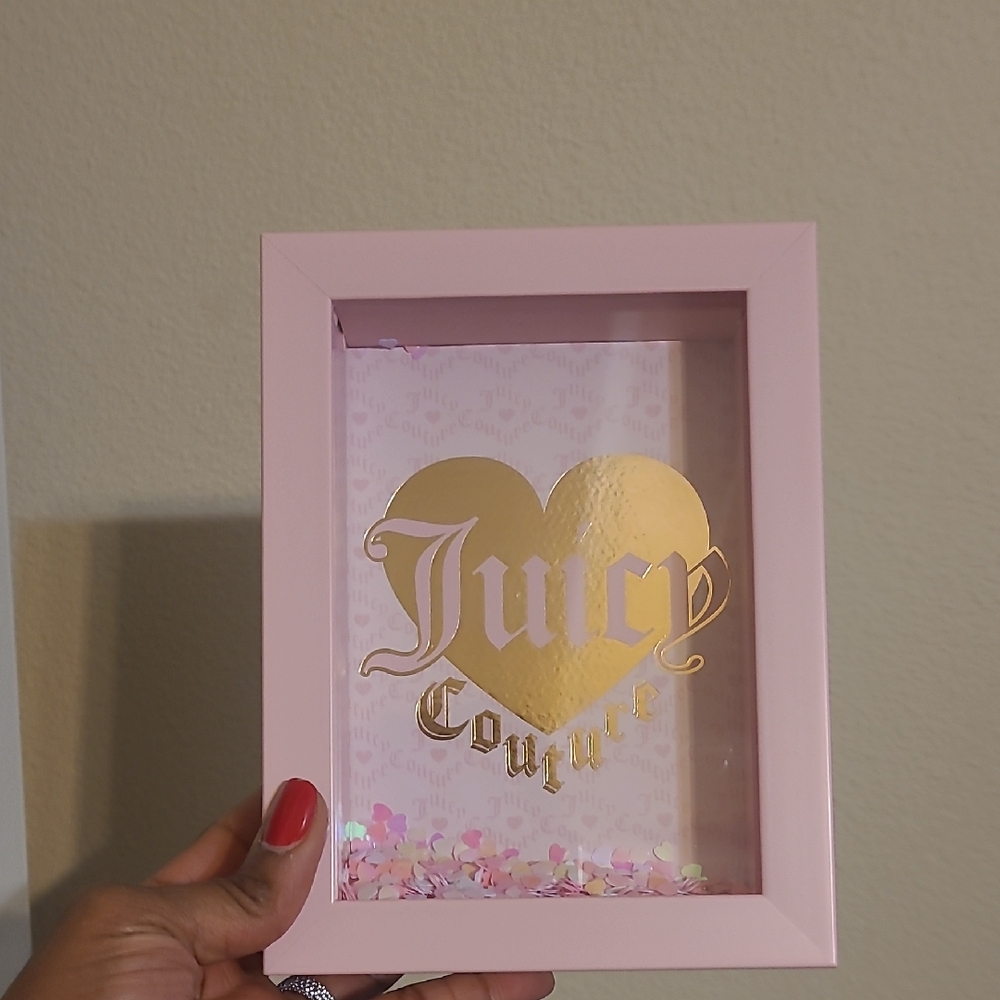 Juicy Couture Pink and Gold Heart Framed Art